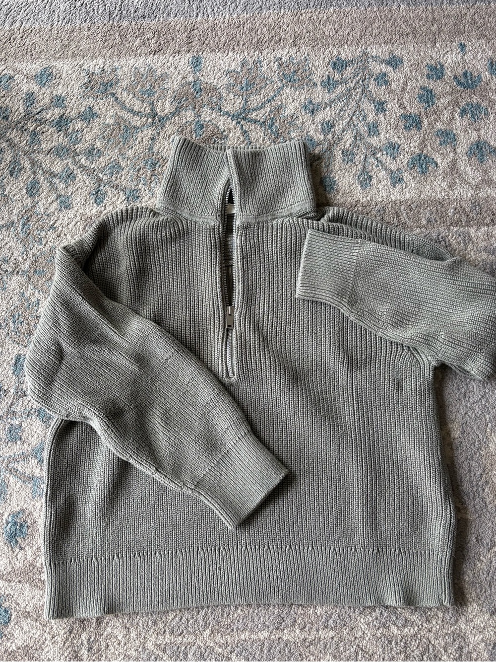 Everlane Womens Half-Zip Sweater in Light Gray